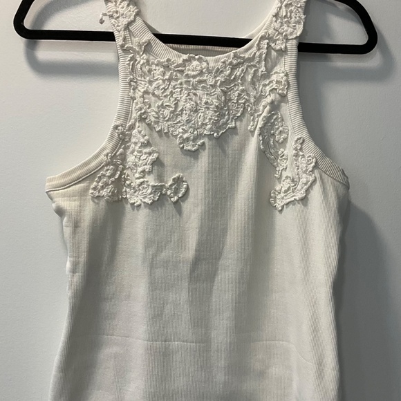 Anthropologie Embroidered White Tank Top Size XL - Picture 1 of 6